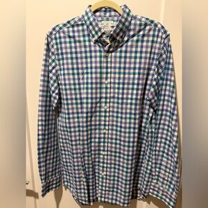 Old Navy Blue Button Down Plaid Dress Shirt Classic Fit. Size Medium.